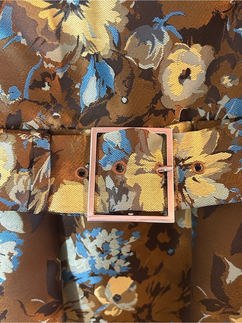 Karen Millen Olive Green Floral Print Sleeveless Belted Dress Size 10 Retro - Picture 2 of 8